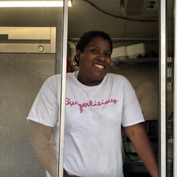 Burgerlicious - The owner V is so nice. She does a great job cooking all this yummy food.