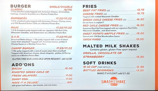 Menu photo 3 Smash & Shake Albuquerque, NM