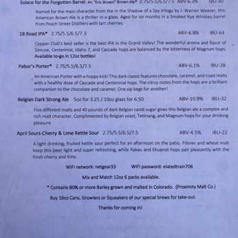 Fruita Tavern - Menu - Beer Bar Near Me - Fruita, Colorado