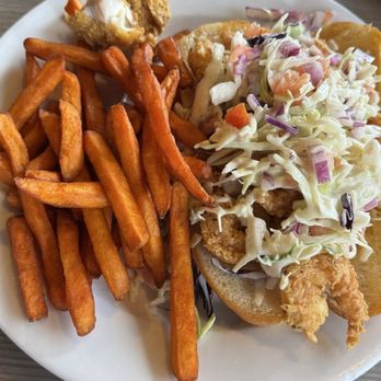 Pacific Southern - Shrimp po boy with sweet potato fries - Southern Near Me - Tacoma, Washington