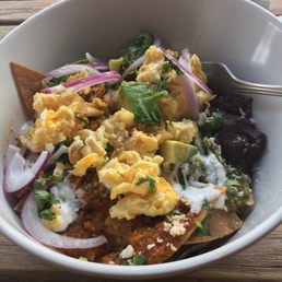 Chilaquiles with scrambled eggs. Best I've ever had!!!!!