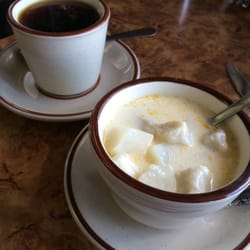 Jack's - Knoephla soup and coffee, the soup is an old comfort dumpling recipe - wonderful!!!