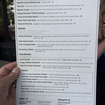 Wash Park Social - Menu June 2026 - New American Near Me - Denver, Colorado
