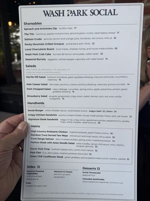 Menu photo 1 Wash Park Social Denver, CO