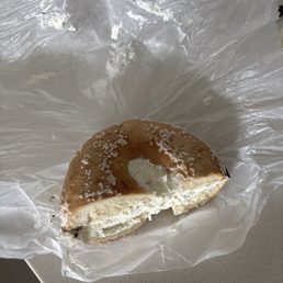 salt bagel with cream cheese salt bagel with cream cheese