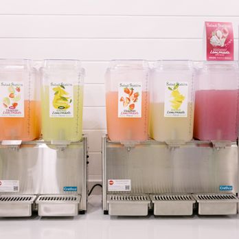 Salad Station - three juice dispensers on a counter - Soup Near Me - Edinburg, Texas Salad Station - three juice dispensers on a counter - Soup Near Me - Edinburg, Texas