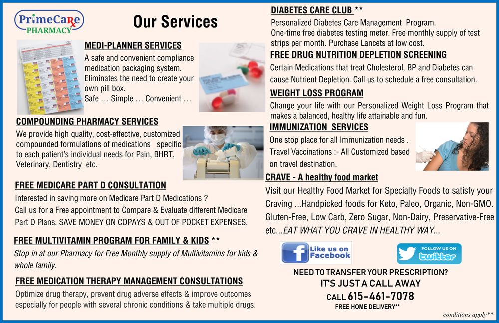 PRIMECARE PHARMACY Updated August 2024 179 Hancock St, Gallatin