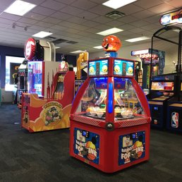a game room with arcade machines