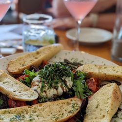 Side Door Cafe - Burrata appetizer and cosmos
