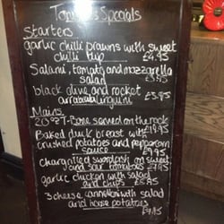 Olive Bar & Grill - Specials board I had the garlic chilli prawns which I think was a little pricey for 5 prawns and a little lettuce