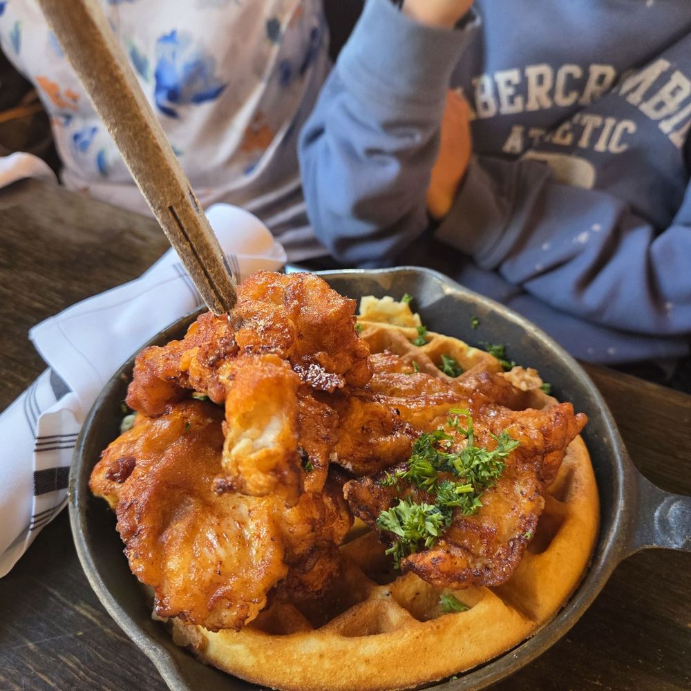Basin 141 - The chicken and waffles looked as good as it tasted.  I would ask for the butter on the side for the waffles. - Gastropubs Near Me - Monrovia, California