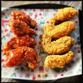 Yokai Ramen Bistro - Korean fried chicken: half spicy garlic, half original plain - Ramen Near Me - Wilmington, Delaware Yokai Ramen Bistro - Korean fried chicken: half spicy garlic, half original plain - Ramen Near Me - Wilmington, Delaware