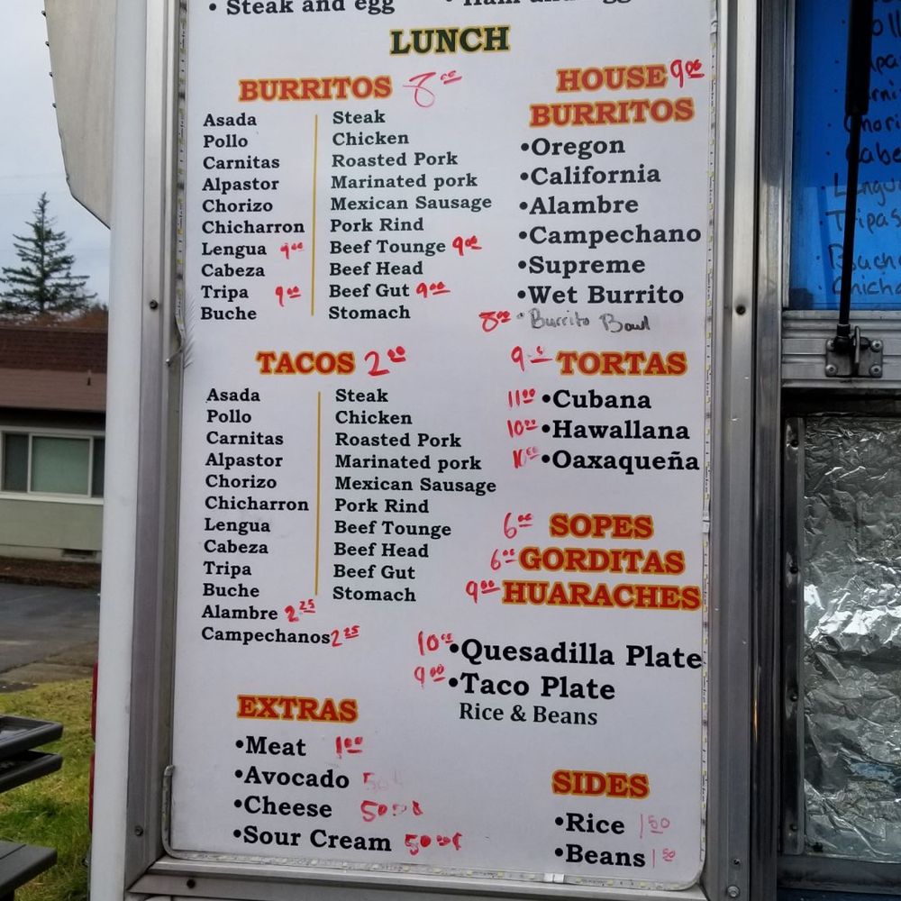 a menu on a food truck a menu on a food truck
