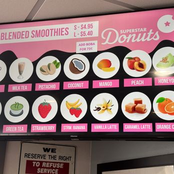 Super Star Donuts - Smoothie menu - Donuts Near Me - Fontana, California Super Star Donuts - Smoothie menu - Donuts Near Me - Fontana, California