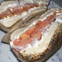Big Apple Bagels - Lox n Cream Cheese Sandwich on Everything Bagel (get it toasted!)