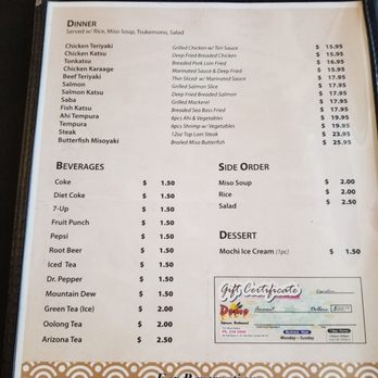Restaurant Domo - Menu - Japanese Near Me - Kaneohe, Hawaii