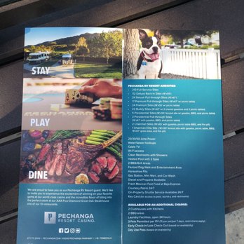 Pechanga RV Resort - Pamphlet in Welcome Envelope - RV Rental Near Me - Temecula, California