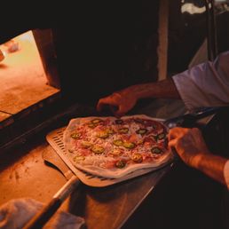 a pizza being cooked