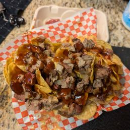 BBQ beef brisket nachos