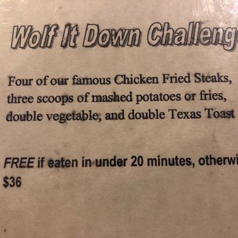 Wolf Den Family Restaurant - Wolf It Down Challenge - American Near Me - Gainesville, Texas Wolf Den Family Restaurant - Wolf It Down Challenge - American Near Me - Gainesville, Texas