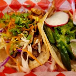 Taco Cabo - Pork belly taco and carne asada taco