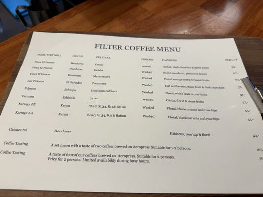 Menu photo 1 Tim Wendelboe Oslo, 03 Menu photo 1 Tim Wendelboe Oslo, 03