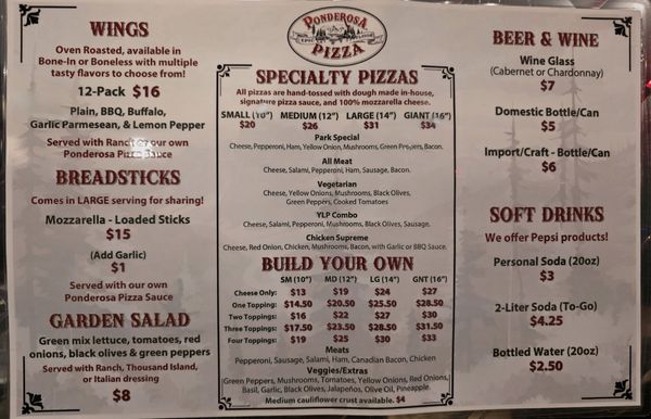 Menu photo 2 Ponderosa Pizza Coarsegold, CA Menu photo 2 Ponderosa Pizza Coarsegold, CA