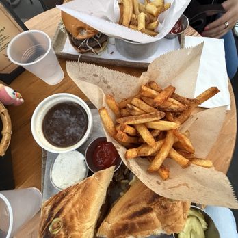 Forman's Whiskey Tavern - Tavern Burger with fries and French Dip with Spicy Fries - New American Near Me - Toluca Lake, California Forman's Whiskey Tavern - Tavern Burger with fries and French Dip with Spicy Fries - New American Near Me - Toluca Lake, California