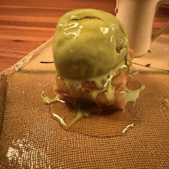 Omakase Kyara Sake Bar - Bread pudding with green tea ice cream - Japanese Near Me - Las Vegas, Nevada Omakase Kyara Sake Bar - Bread pudding with green tea ice cream - Japanese Near Me - Las Vegas, Nevada