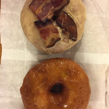 Union Square Donuts - maple bacon and sea salted bourbon caramel - both incredibly delicious - Donuts Near Me - Boston, Massachusetts Union Square Donuts - maple bacon and sea salted bourbon caramel - both incredibly delicious - Donuts Near Me - Boston, Massachusetts
