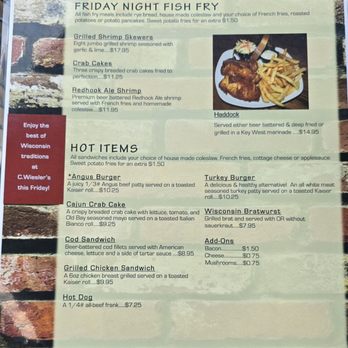 C Wieslers Saloon - Menu as of 8/9/2024 - New American Near Me - Cedarburg, Wisconsin