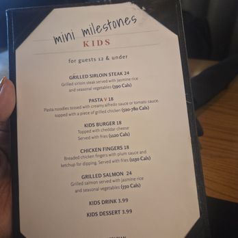 Milestones - Kids menu - Canadian (New) Near Me - Niagara Falls, Ontario