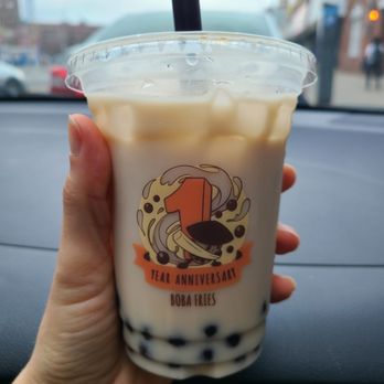 Boba Fries - Genmaicha milk tea with boba. - Bubble Tea Near Me - Elmhurst, New York