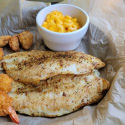 Cunningham's Creekside - Grilled white fish w fried shrimp and fried oysters!