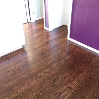 Red Oak Hardwood Floors Refinished With Coffee Brown Stain And Oil