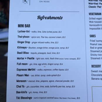 Bungalow on Rose - Cocktail menu - Thai Near Me - Danville, California Bungalow on Rose - Cocktail menu - Thai Near Me - Danville, California