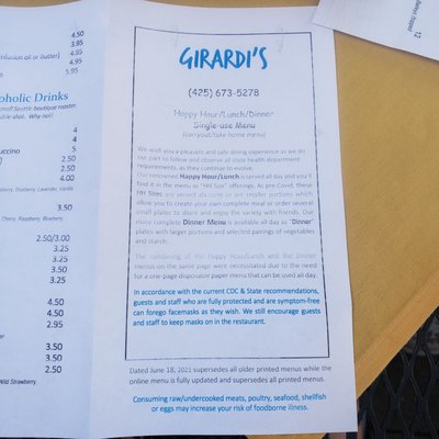 Menu photo 4 Girardi's Osteria Edmonds, WA