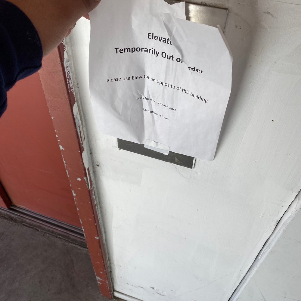 When are you fixing this elevator?2 weeks already without elevator !Some people carry heavy things. And we dont pay with rocks every month.