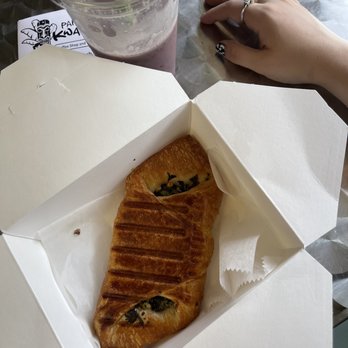 Papa Kwans - Stuffed spinach and feta croissant, and the peach smoothie! - Breakfast & Brunch Near Me - Juno Beach, Florida Papa Kwans - Stuffed spinach and feta croissant, and the peach smoothie! - Breakfast & Brunch Near Me - Juno Beach, Florida