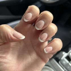 pink and white nails bar - This is today, Tuesday, October 8... longest lasting gel French manicure ever!!