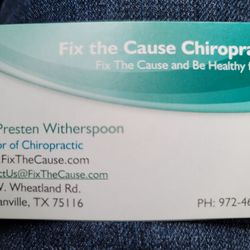 Fix the Cause Chiropractic - Business card