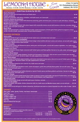 Menu photo 1 Lemoona House Indiana, PA Menu photo 1 Lemoona House Indiana, PA