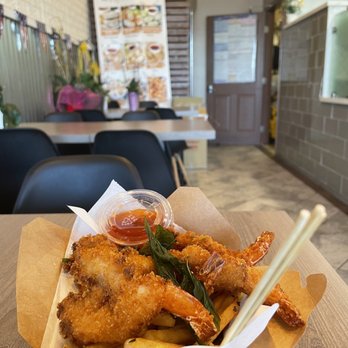 Cha2Cha - Crispy Coconut Shrimp and French fries - Bubble Tea Near Me - Anaheim, California