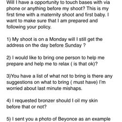 Ambreia Williams - Me reaching out to inquire about a consultation and what to expect on the day of the shoot