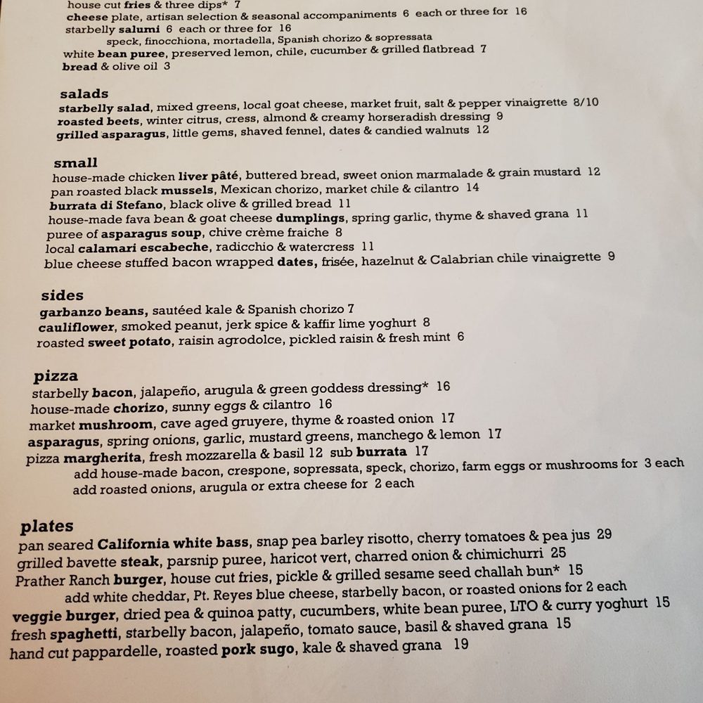 Starbelly - menu June 2018 - New American Near Me - San Francisco, California Starbelly - menu June 2018 - New American Near Me - San Francisco, California