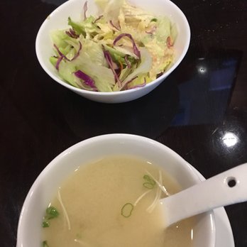 Sakura Grill - Complementary salad and miso soup - Sushi Bars Near Me - Burke, Virginia