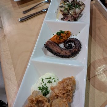 Osteria Papavero - Seafood trio (squid, octopus, fried oysters) - Italian Near Me - Madison, Wisconsin Osteria Papavero - Seafood trio (squid, octopus, fried oysters) - Italian Near Me - Madison, Wisconsin