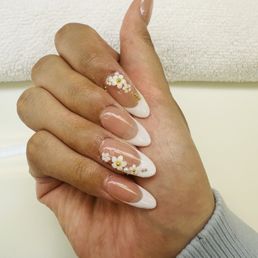 French flower nails Left side French flower nails Left side
