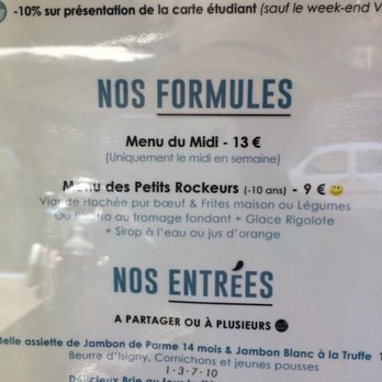 Le Rock - Carte - Bistros Near Me - Hyères, 83