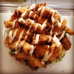 Grilled Chicken Palace - Cajun Stripper Fish over Salad